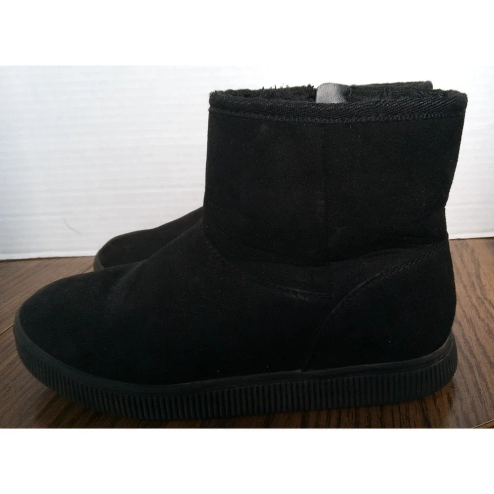 Cat & Jack Girls Black Ankle Boots Side Zip Size 2